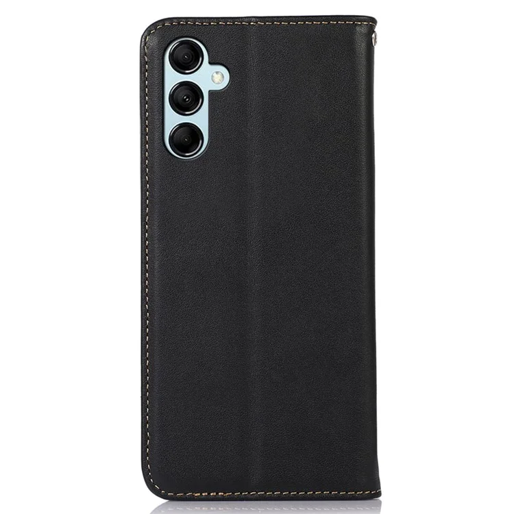 KHAZNEH Per Samsung Galaxy M54 5G / F54 5G Custodia Portafoglio in Vera Pelle Bovina RFID Blocking Stand Cover - Nero
