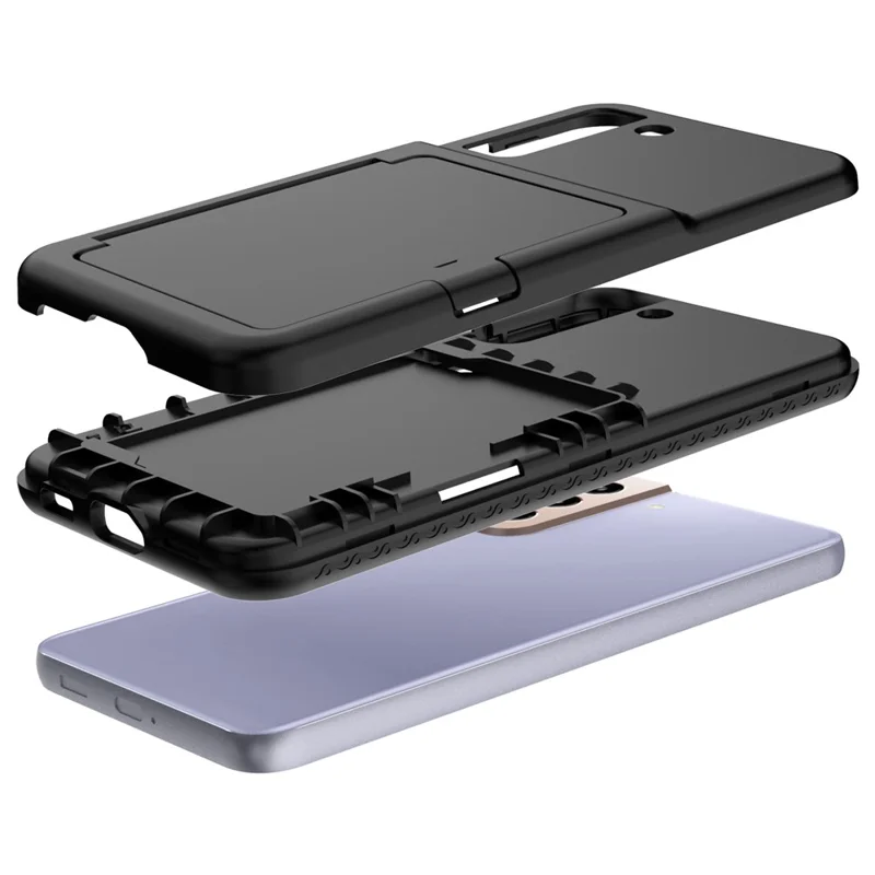 Pour Samsung Galaxy S22 5G Cardcase Série Porte-cartes Support Étui avec Miroir - Noir