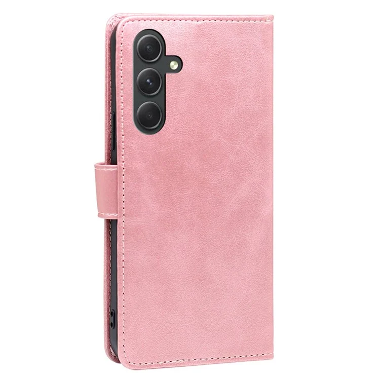 Wallet Folio Cover für Samsung Galaxy A54 5G, stoßfest, aus PU-Leder mit Kalbsleder-Textur, Flip-Ständer-Handyhülle - Roségold