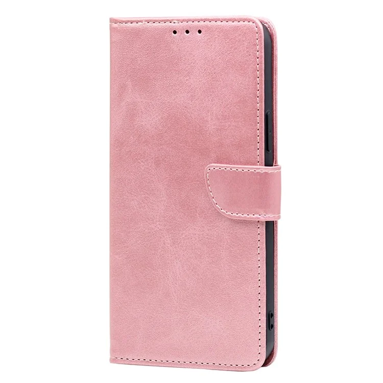 Capa Carteira Folio para Realme GT Neo5 SE 5G Textura de Bezerro Couro PU Dobrável Suporte Flip Phone Case - Rose Gold