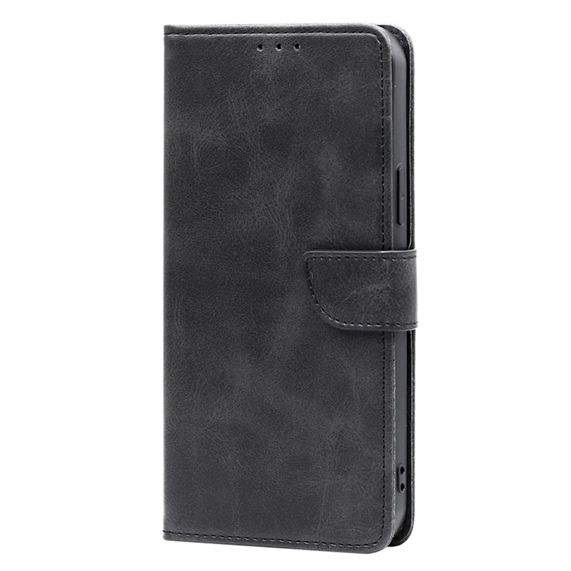 Mobile Phone Folio Cover for Samsung Galaxy M14 5G Calf Texture PU Leather Flip Stand Wallet Case - Black