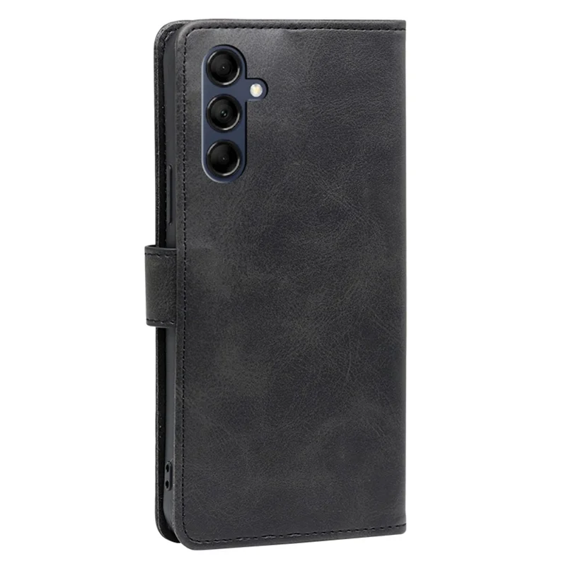 Mobile Phone Folio Cover for Samsung Galaxy M14 5G Calf Texture PU Leather Flip Stand Wallet Case - Black