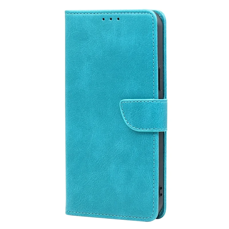 Mobile Phone Folio Cover for Samsung Galaxy M14 5G Calf Texture PU Leather Flip Stand Wallet Case - Baby Blue