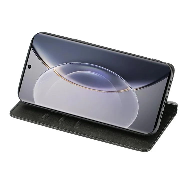 Pour vivo iQOO Z7x 5G Calf Texture Case Magnetic Closing Stand Phone PU Leather Wallet Shell - Noir