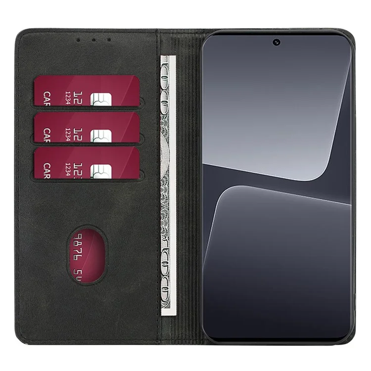 Para Xiaomi Redmi Note 12 Turbo / Poco F5 5G Calf Texture Case Stand PU Leather Wallet Phone Shell - Preto