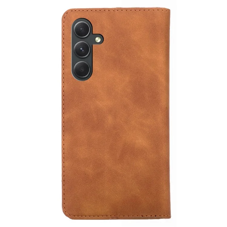 Flip Phone Case for Samsung Galaxy A54 5G Skin-touch PU Leather Stand Cover with Card Slots - Light Brown