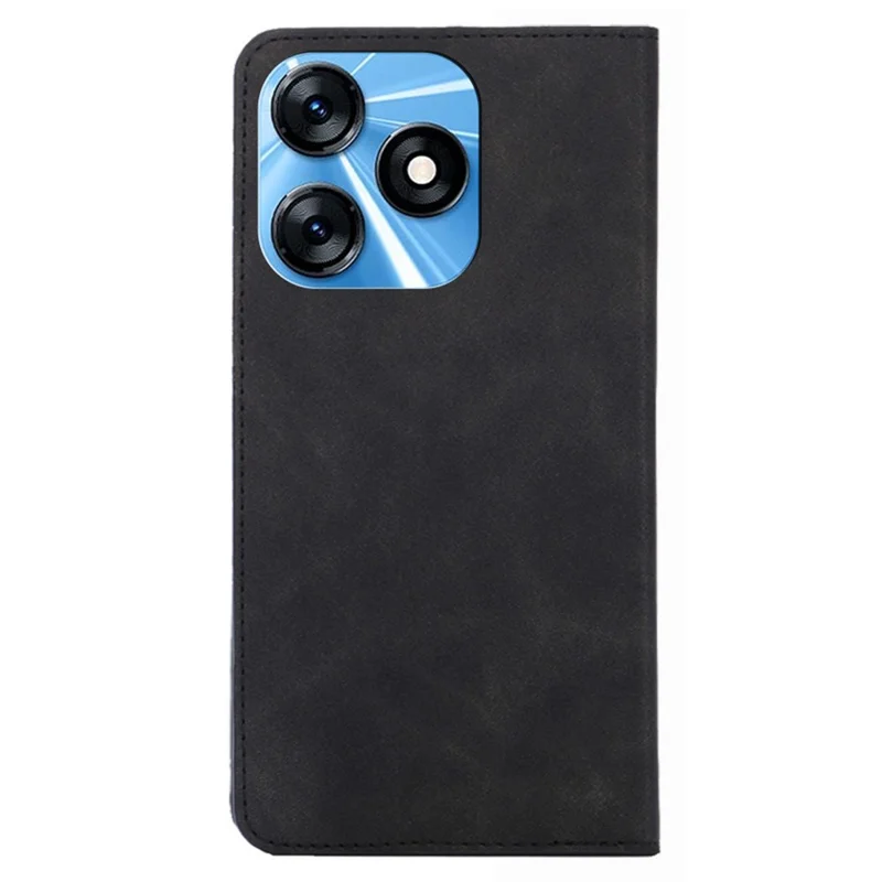 Flip Phone Case for TECNO Spark 10 4G Skin-Touch PU Leather Card Holder Stand Drop Proof Cover - Black