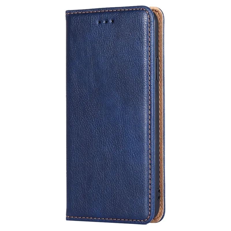 Для Nokia C32 Solid Color Scratch Resistant Leather Wallet Phone Case Magnetic Closing Stand Cover - Синий