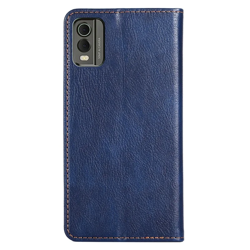 Для Nokia C32 Solid Color Scratch Resistant Leather Wallet Phone Case Magnetic Closing Stand Cover - Синий