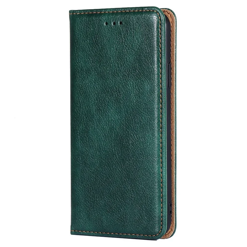 For Nokia C32 Solid Color Scratch Resistant Leather Wallet Phone Case Magnetic Closing Stand Cover - Green