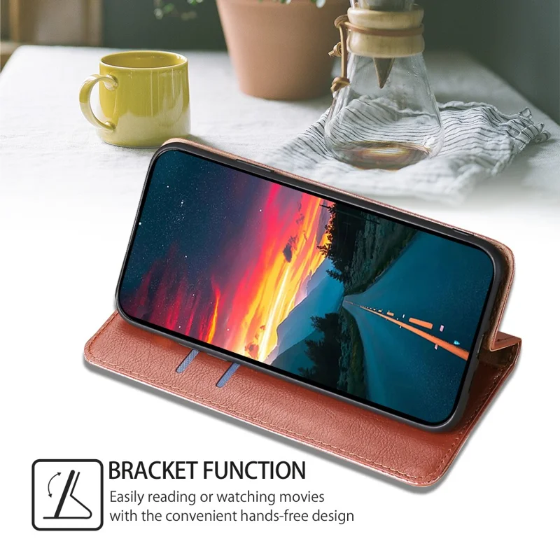 For Nokia C32 Solid Color Scratch Resistant Leather Wallet Phone Case Magnetic Closing Stand Cover - Rose Gold