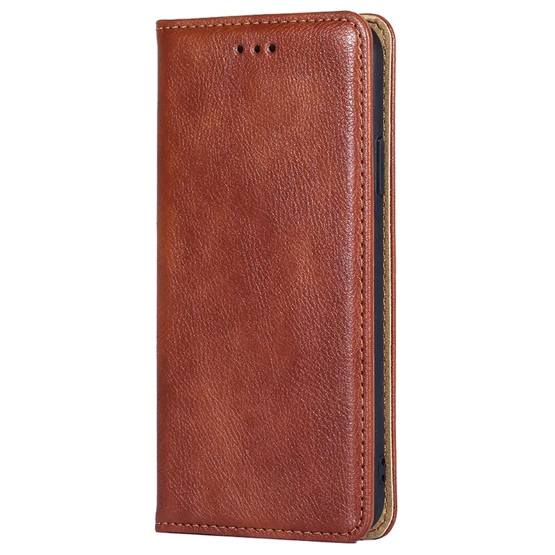 For Nokia C32 Solid Color Scratch Resistant Leather Wallet Phone Case Magnetic Closing Stand Cover - Brown