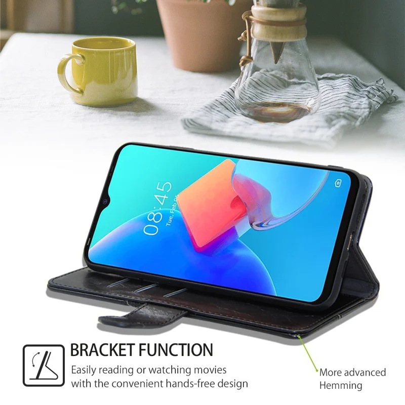 For TECNO Spark 10 4G PU Leather Geometric Splicing Phone Case Stand Wallet Folio Flip Cover - Black