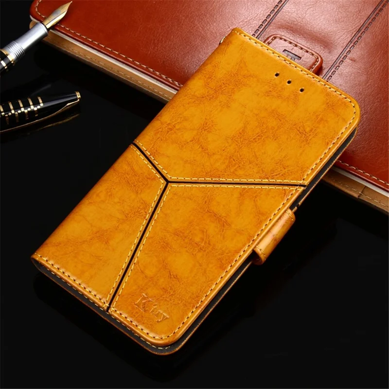 For TECNO Spark 10 4G PU Leather Geometric Splicing Phone Case Stand Wallet Folio Flip Cover - Yellow