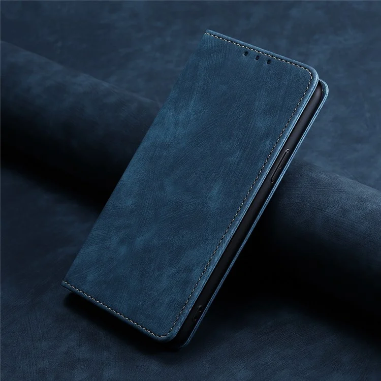 Strukturierte Handyhülle für Xiaomi Redmi Note 12 Turbo / Poco F5 5G RFID-blockierendes Wallet-Flip-Case mit Magnethalterung - Blau
