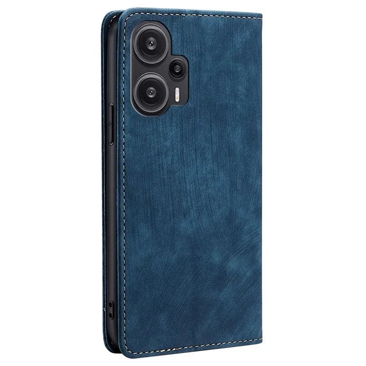 Strukturierte Handyhülle für Xiaomi Redmi Note 12 Turbo / Poco F5 5G RFID-blockierendes Wallet-Flip-Case mit Magnethalterung - Blau