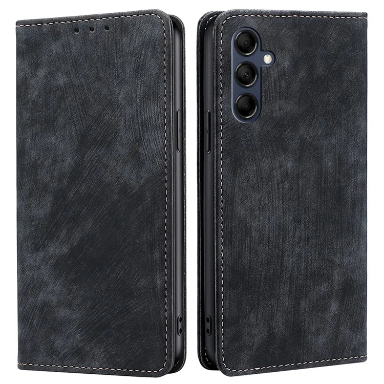 Custodia Texturizzata per Samsung Galaxy M14 5G, Supporto RFID Blocking Wallet Magnetic Leather Flip Case - Nero