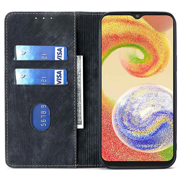 Custodia Texturizzata per Samsung Galaxy M14 5G, Supporto RFID Blocking Wallet Magnetic Leather Flip Case - Nero