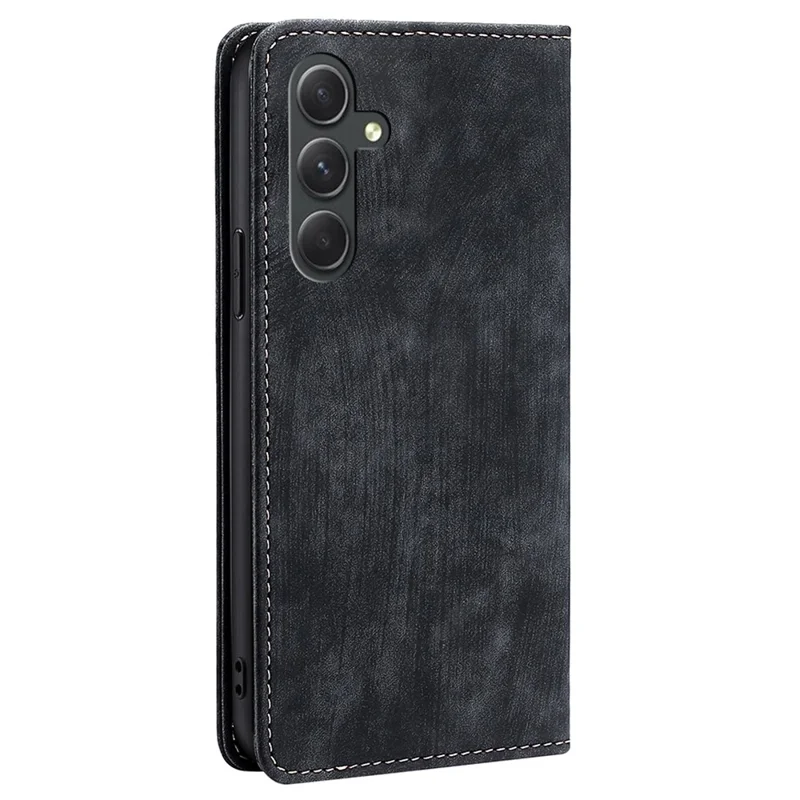Pour le boîtier du téléphone Samsung Galaxy A54 5G Étui Stand RFID Blocking Wallet Magnetic Textured PU Leather Cover - Noir