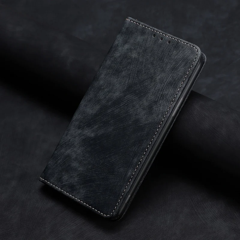For Nokia C12 4G / C12 Plus / C12 Pro PU Leather Mobile Phone Case Textured Anti-Drop Stand Wallet RFID Blocking Phone Cover - Black