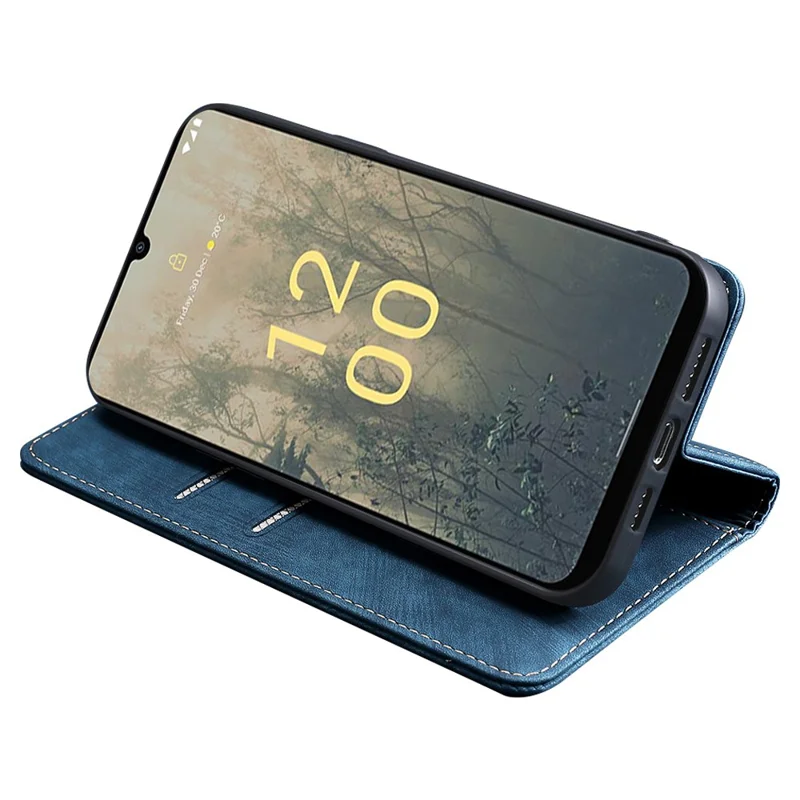 Textured Phone Cover for Nokia C22 RFID Blocking Shockproof Wallet Magnetic Leather Flip Stand Case - Blue
