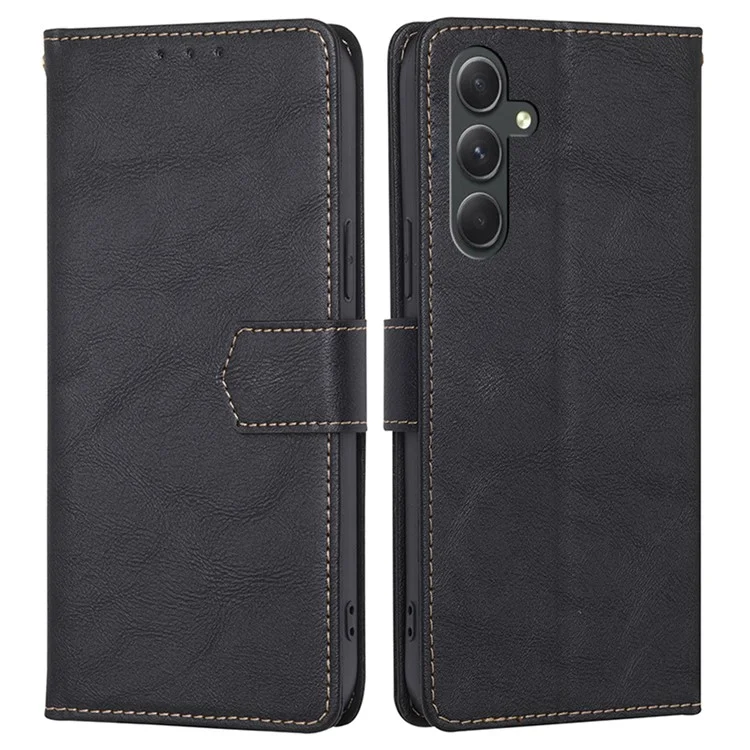 Для Samsung Galaxy A54 5G Anti-Scratch Cowhide Texture Wallet Phone Case Leather RFID Blocking Stand Phone Cover - Black
