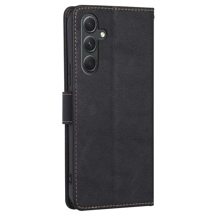 Для Samsung Galaxy A54 5G Anti-Scratch Cowhide Texture Wallet Phone Case Leather RFID Blocking Stand Phone Cover - Black