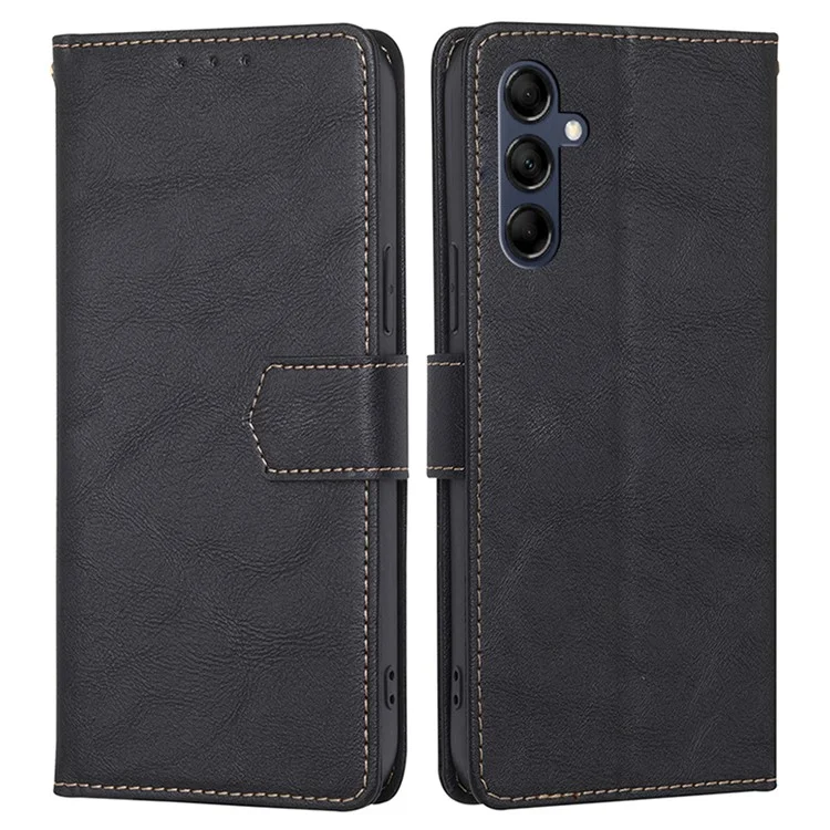 Per Samsung Galaxy M14 5G Phone Wallet Case PU Leather RFID Blocking Cowhide Texture Stand Phone Cover - Nero