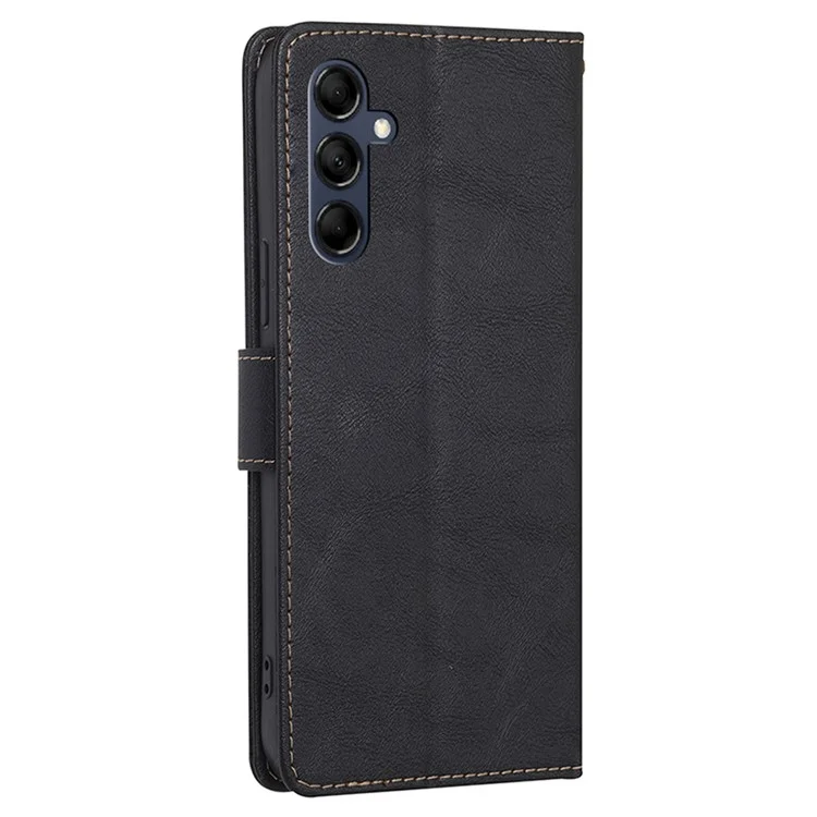 Per Samsung Galaxy M14 5G Phone Wallet Case PU Leather RFID Blocking Cowhide Texture Stand Phone Cover - Nero