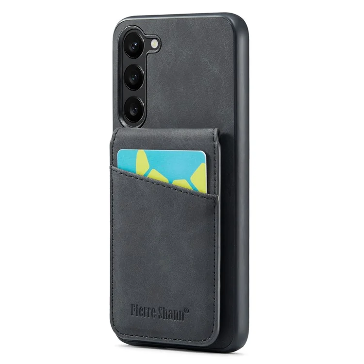 FIERRE SHANN Para Samsung Galaxy S23+ Funda con Soporte Tarjetero Bloqueo RFID Cubierta de Piel Sintética+TPU - Negro