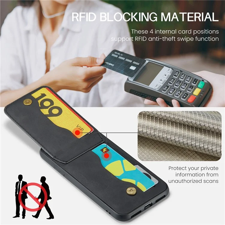 FIERRE SHANN Kickstand Phone Case for iPhone XS Max 6.5 inch PU Leather + TPU Cover with Card Holder - Black