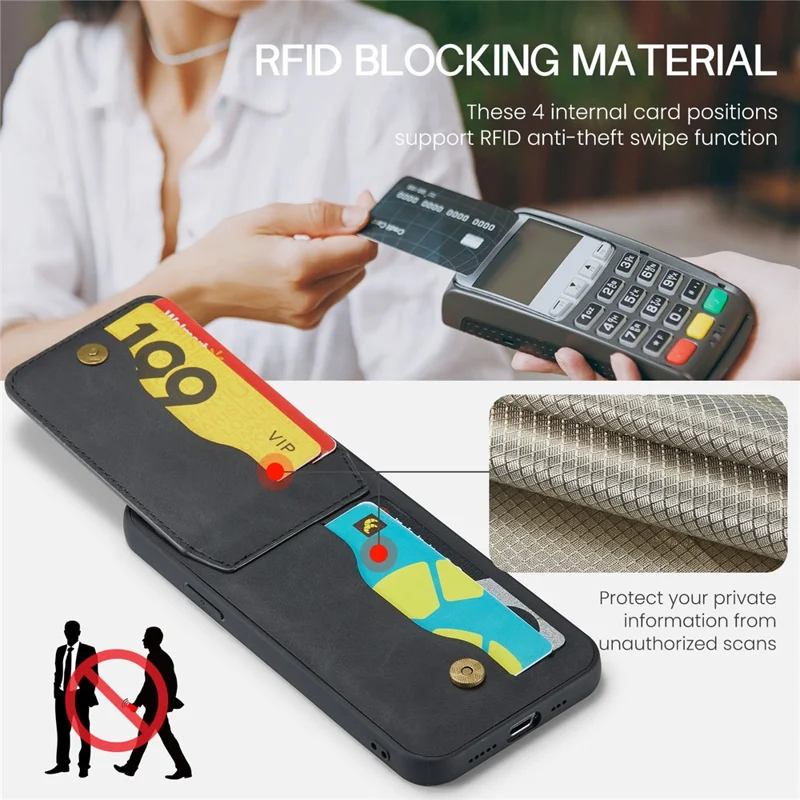 FIERRE SHANN для iPhone 12 Pro Max 6,7 дюйма Kickstand Phone Cover Crazy Horse Texture PU Кожа + TPU Card Slot Case - Черный
