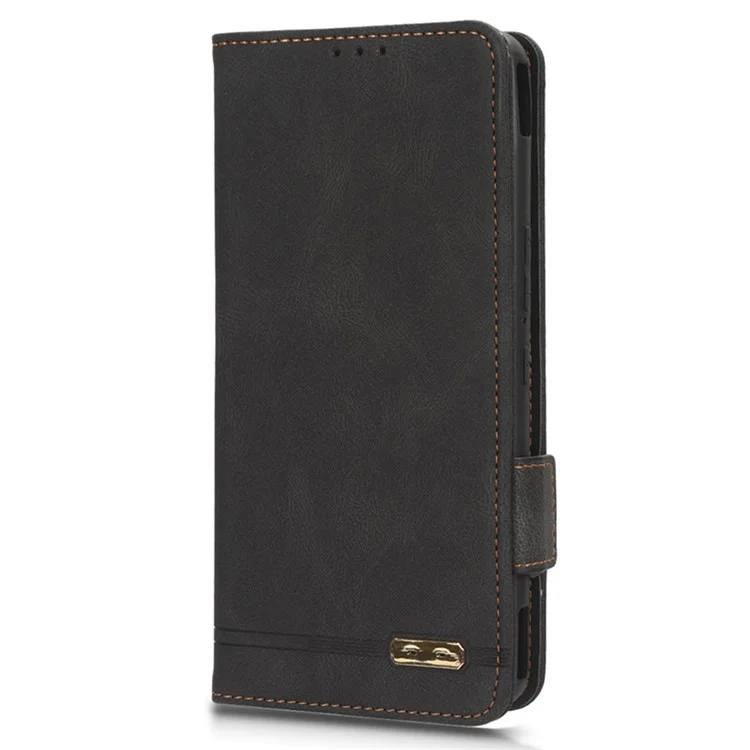 Para Asus ROG Phone 7 Ultimate 5G / ROG Phone 7 5G Decoración de hardware Funda de teléfono de cuero sintético con soporte y billetera - Negro