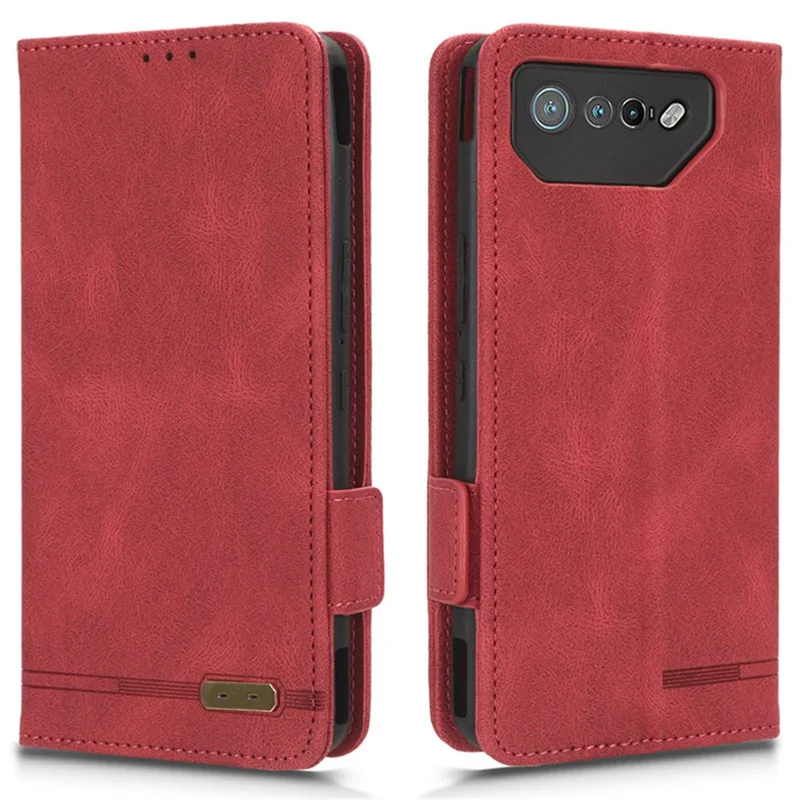 For Asus ROG Phone 7 Ultimate 5G / ROG Phone 7 5G Hardware Decor PU Leather Phone Case Wallet Stand Cover - Rose