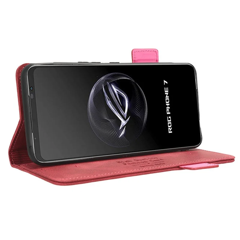 For Asus ROG Phone 7 Ultimate 5G / ROG Phone 7 5G Hardware Decor PU Leather Phone Case Wallet Stand Cover - Rose