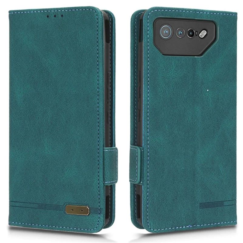 For Asus ROG Phone 7 Ultimate 5G / ROG Phone 7 5G Hardware Decor PU Leather Phone Case Wallet Stand Cover - Blue