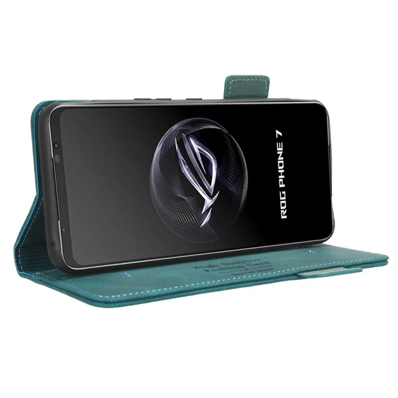 For Asus ROG Phone 7 Ultimate 5G / ROG Phone 7 5G Hardware Decor PU Leather Phone Case Wallet Stand Cover - Blue