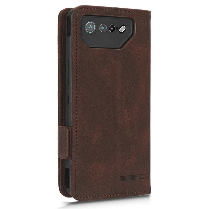 Für Asus ROG Phone 7 Ultimate 5G / ROG Phone 7 5G Hardware-Dekor PU-Leder Handyhülle Geldbörse Stand Cover - Kaffee