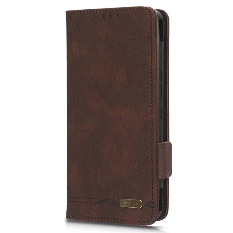 Für Asus ROG Phone 7 Ultimate 5G / ROG Phone 7 5G Hardware-Dekor PU-Leder Handyhülle Geldbörse Stand Cover - Kaffee