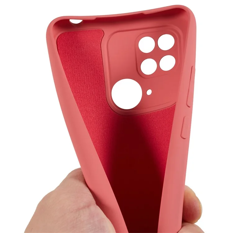 For Xiaomi Redmi 10C 4G Rubberized Phone Case Scratch Proof Fiber Lining Soft TPU Back Cover - Hawthorn Red