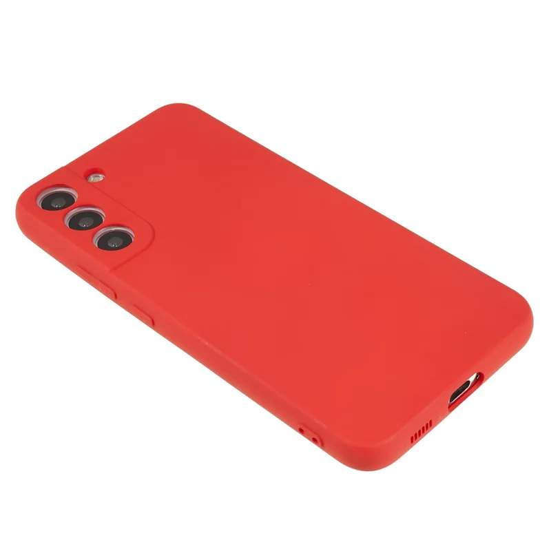 For Samsung Galaxy S21 FE 5G Rubberized TPU Phone Case Fiber Lining Anti-Scratch Cover - Red