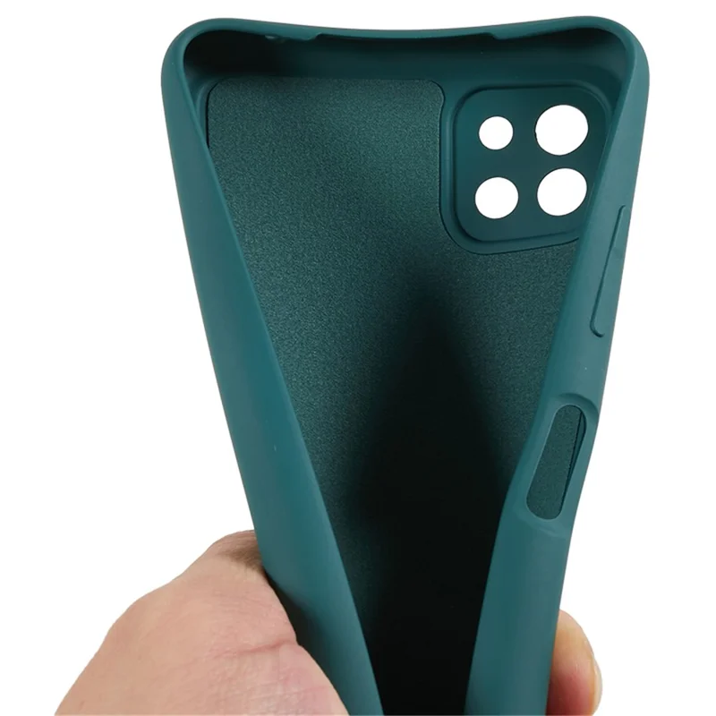 For Samsung Galaxy A22 5G (EU Version) Fiber Lining Rubberized TPU Cover Drop Resistant Phone Case - Army Green