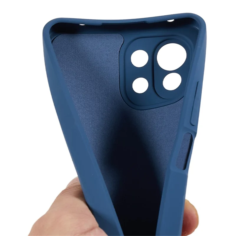Til Xiaomi 11 Lite 5G NE / Mi 11 Lite 5G / 4G telefonbeskyttelse med blød fiberfor, gummiagtig TPU-beskyttelsesdækket - Safir