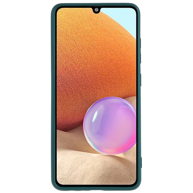 غطاء هاتف من مادة TPU لهاتف Samsung Galaxy A32 4G (النسخة الأوروبية) ببطانة من الألياف الناعمة ومظهر مطاطي - أخضر عسكري