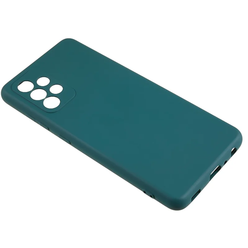 غطاء هاتف من مادة TPU لهاتف Samsung Galaxy A32 4G (النسخة الأوروبية) ببطانة من الألياف الناعمة ومظهر مطاطي - أخضر عسكري