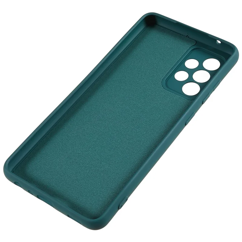 غطاء هاتف من مادة TPU لهاتف Samsung Galaxy A32 4G (النسخة الأوروبية) ببطانة من الألياف الناعمة ومظهر مطاطي - أخضر عسكري