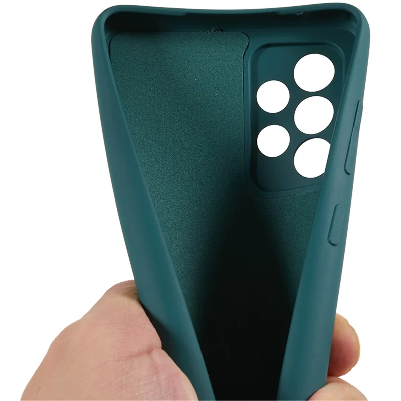 غطاء هاتف من مادة TPU لهاتف Samsung Galaxy A32 4G (النسخة الأوروبية) ببطانة من الألياف الناعمة ومظهر مطاطي - أخضر عسكري