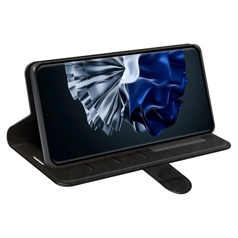 Crazy Horse Texture Phone Case for Huawei P60 , PU Leather+TPU Wallet Stand Phone Cover - Black