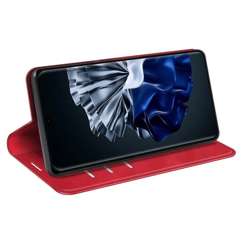 Voor Huawei P60 Pro Huid-aanraking Leer Telefoon Portemonnee Hoesje Folio Flip Stand Telefoonhoes - Rood