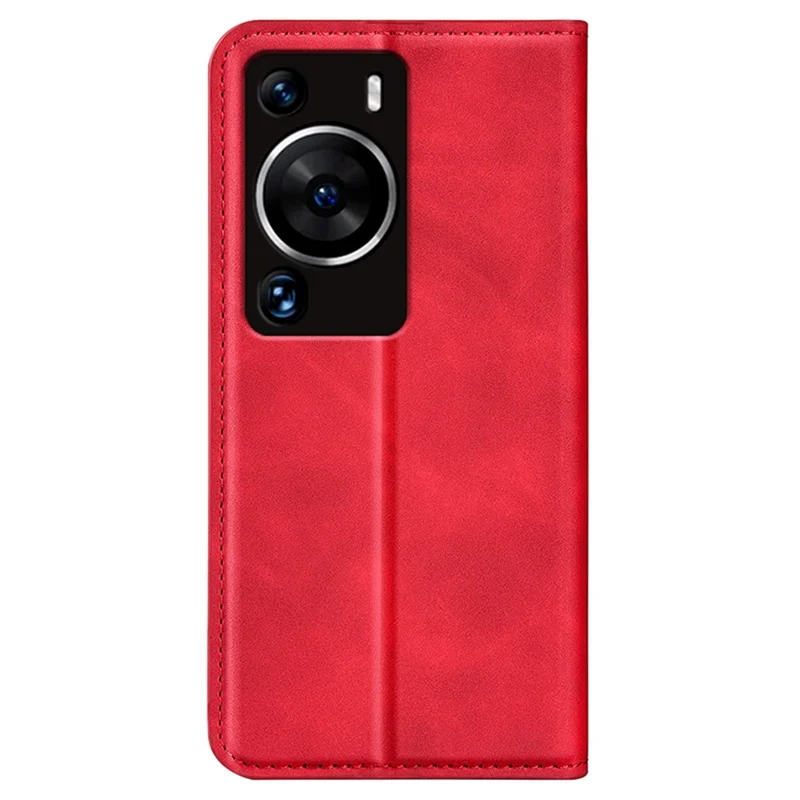 Voor Huawei P60 Pro Huid-aanraking Leer Telefoon Portemonnee Hoesje Folio Flip Stand Telefoonhoes - Rood